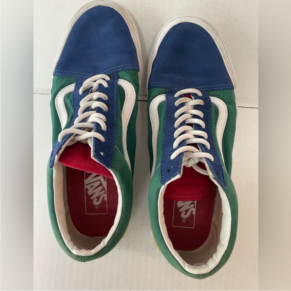 VANS Off The Wall Sneakers Suede Multi Color Tie Front Size 8.5 Women’s 7 Men’s - Picture 3 of 6